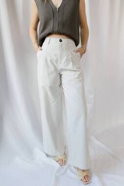 NEW ELLE GREY rosalynn pants in white/tan stripe